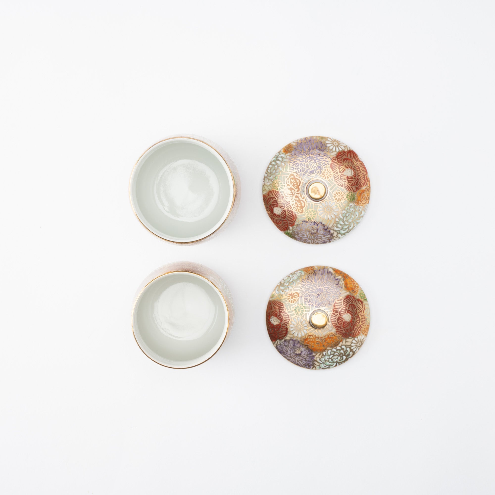 Hanazume Kutani Yunomi Japanese Teacup Pair - MUSUBI KILN - Quality Japanese Tableware and Gift