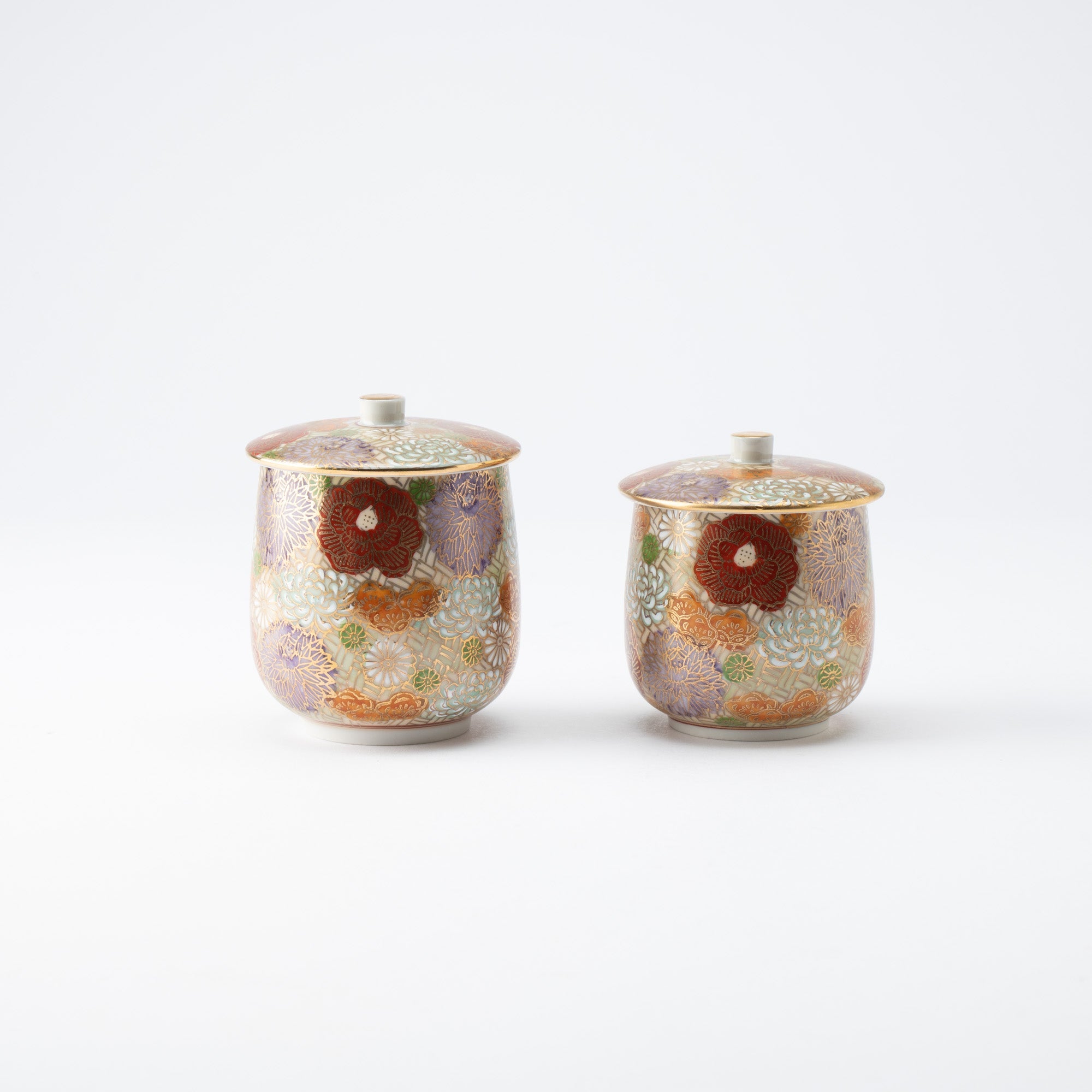 Hanazume Kutani Yunomi Japanese Teacup Pair - MUSUBI KILN - Quality Japanese Tableware and Gift