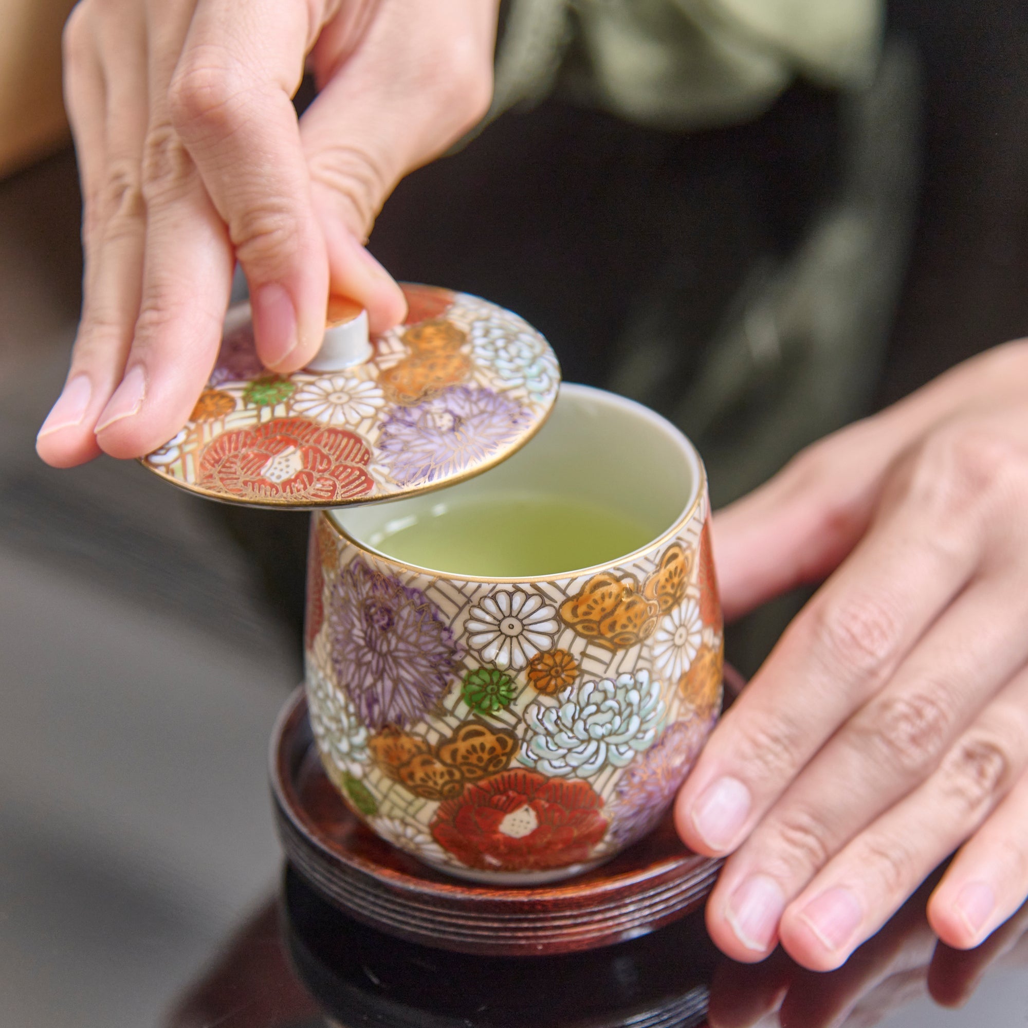 Hanazume Kutani Yunomi Japanese Teacup Pair - MUSUBI KILN - Quality Japanese Tableware and Gift