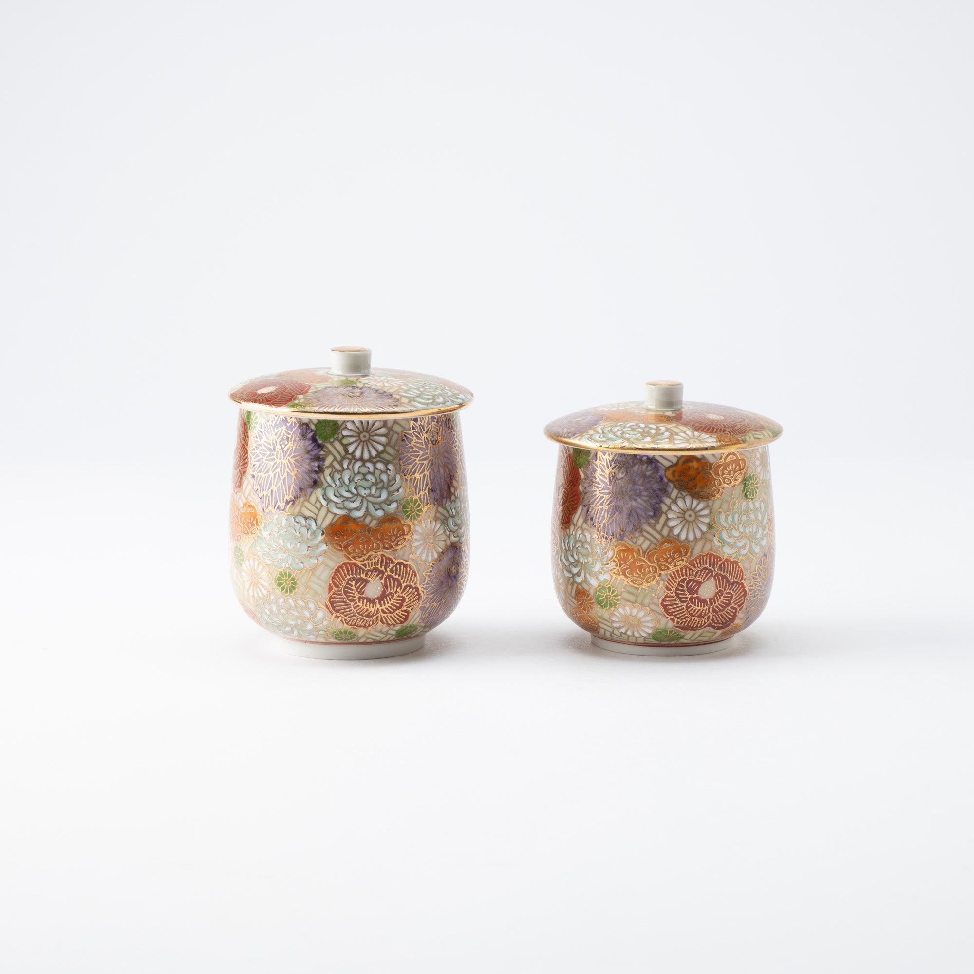 Hanazume Kutani Yunomi Japanese Teacup Pair - MUSUBI KILN - Quality Japanese Tableware and Gift