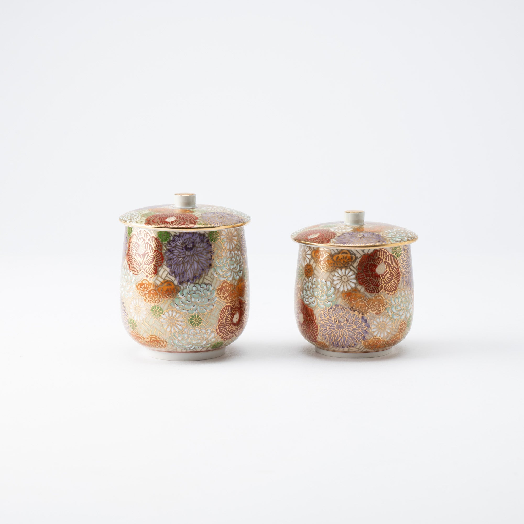 Hanazume Kutani Yunomi Japanese Teacup Pair - MUSUBI KILN - Quality Japanese Tableware and Gift