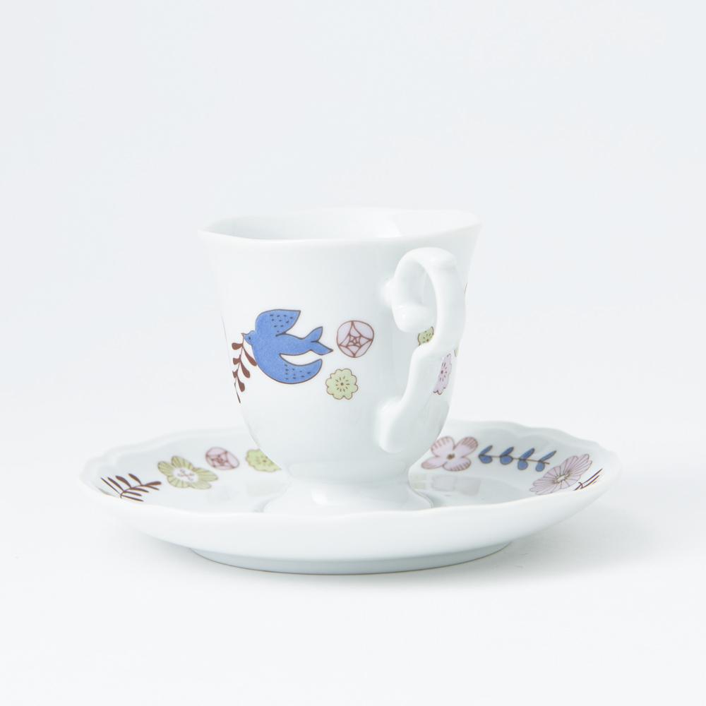 Harekutani Flower and Bird Cup and Saucer - MUSUBI KILN - Quality Japanese Tableware and Gift