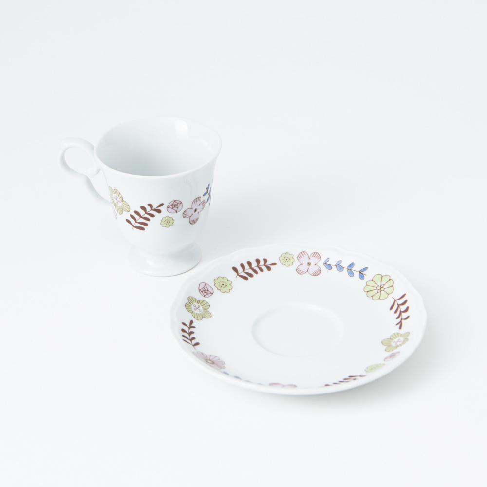 Harekutani Flower and Bird Cup and Saucer - MUSUBI KILN - Quality Japanese Tableware and Gift