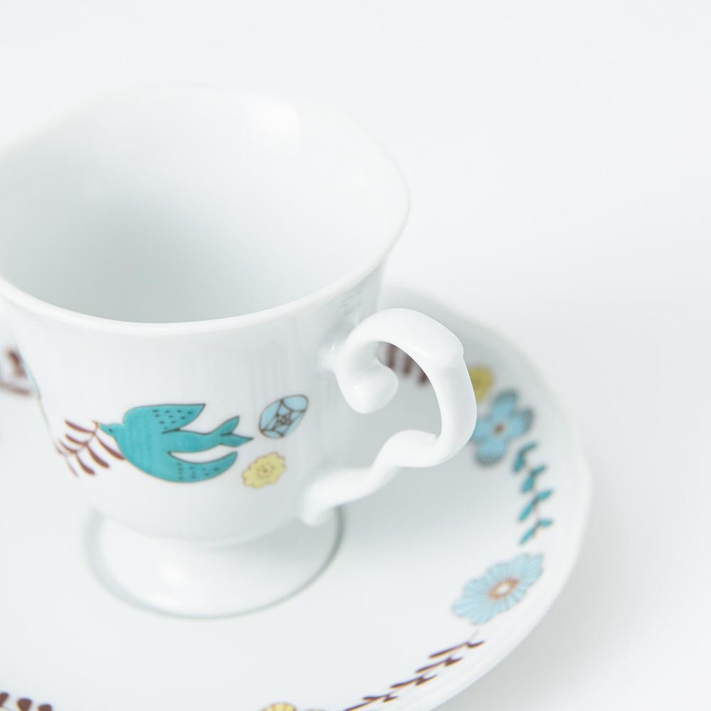 Harekutani Flower and Bird Cup and Saucer - MUSUBI KILN - Quality Japanese Tableware and Gift