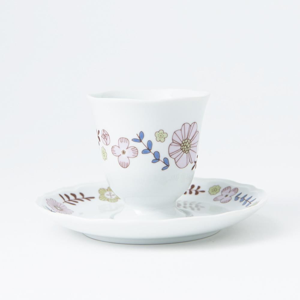 Harekutani Flower and Bird Cup and Saucer - MUSUBI KILN - Quality Japanese Tableware and Gift