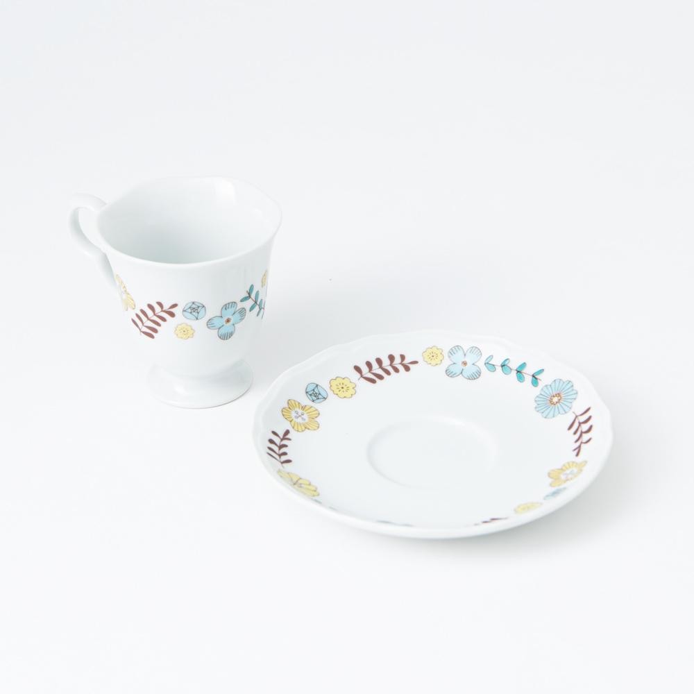 Harekutani Flower and Bird Cup and Saucer - MUSUBI KILN - Quality Japanese Tableware and Gift