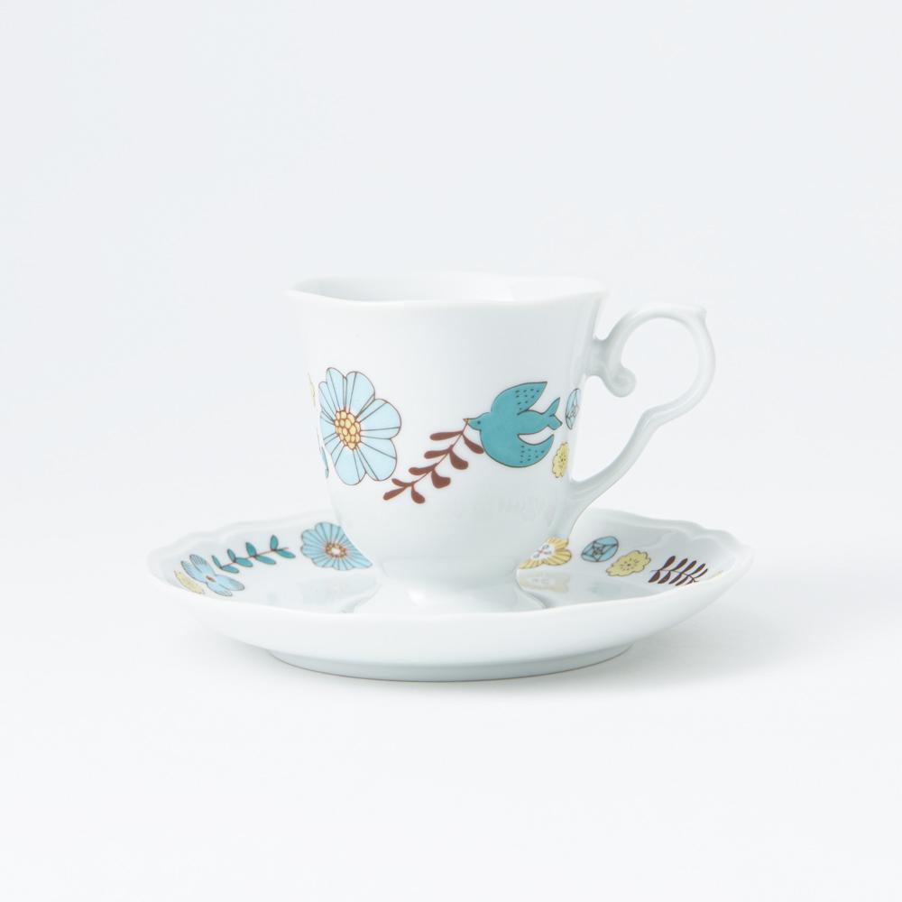 Harekutani Flower and Bird Cup and Saucer - MUSUBI KILN - Quality Japanese Tableware and Gift