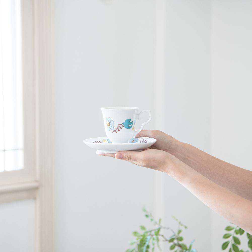 Harekutani Flower and Bird Cup and Saucer - MUSUBI KILN - Quality Japanese Tableware and Gift