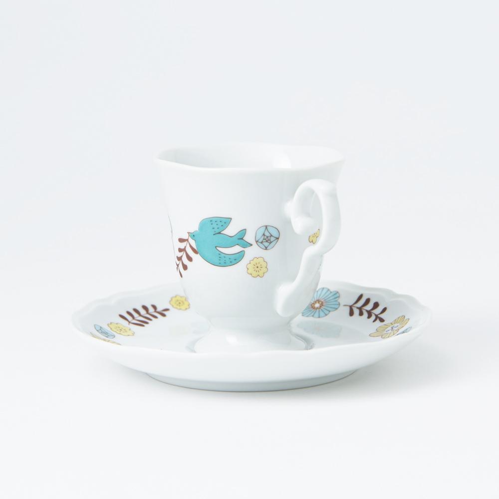 Harekutani Flower and Bird Cup and Saucer - MUSUBI KILN - Quality Japanese Tableware and Gift