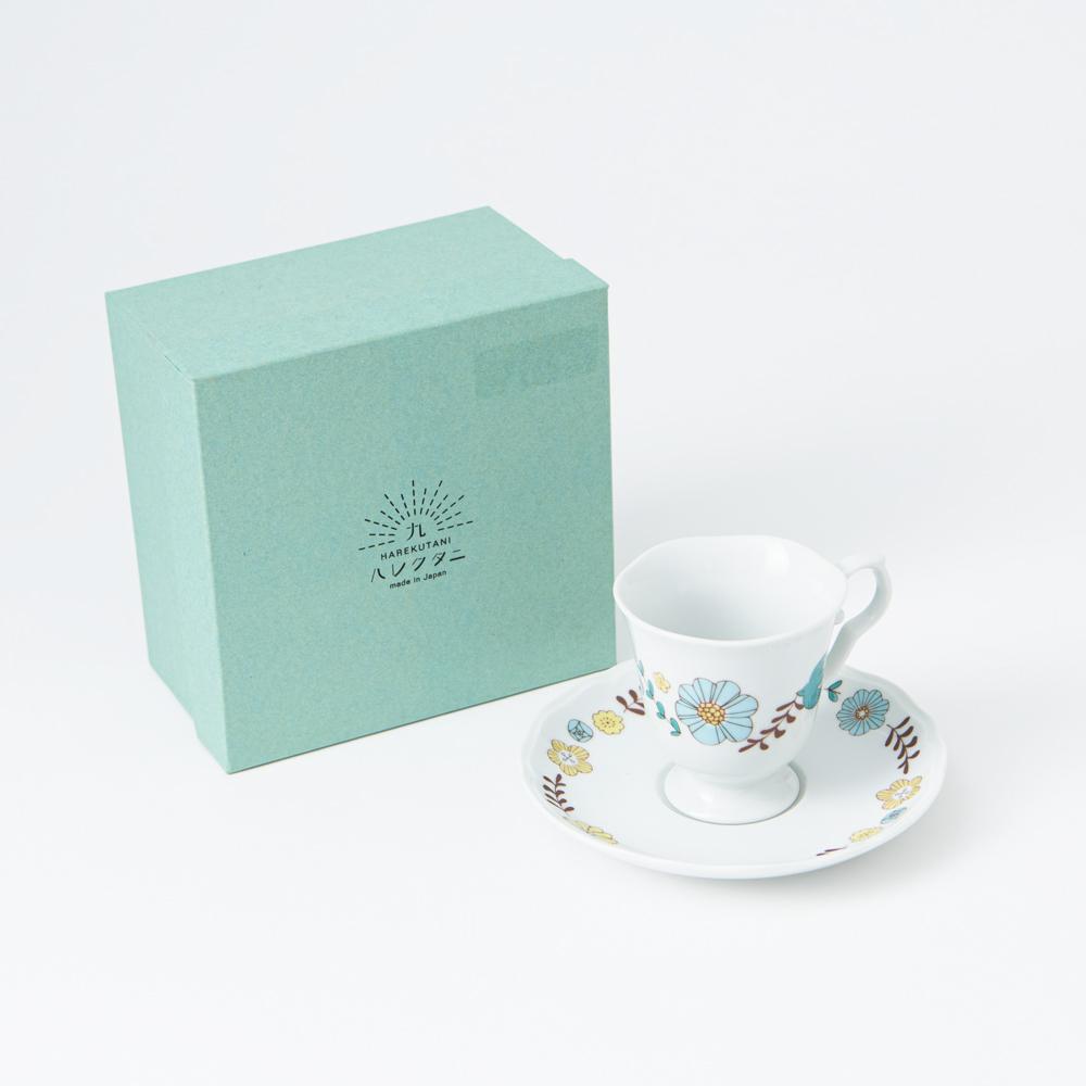 Harekutani Flower and Bird Cup and Saucer - MUSUBI KILN - Quality Japanese Tableware and Gift