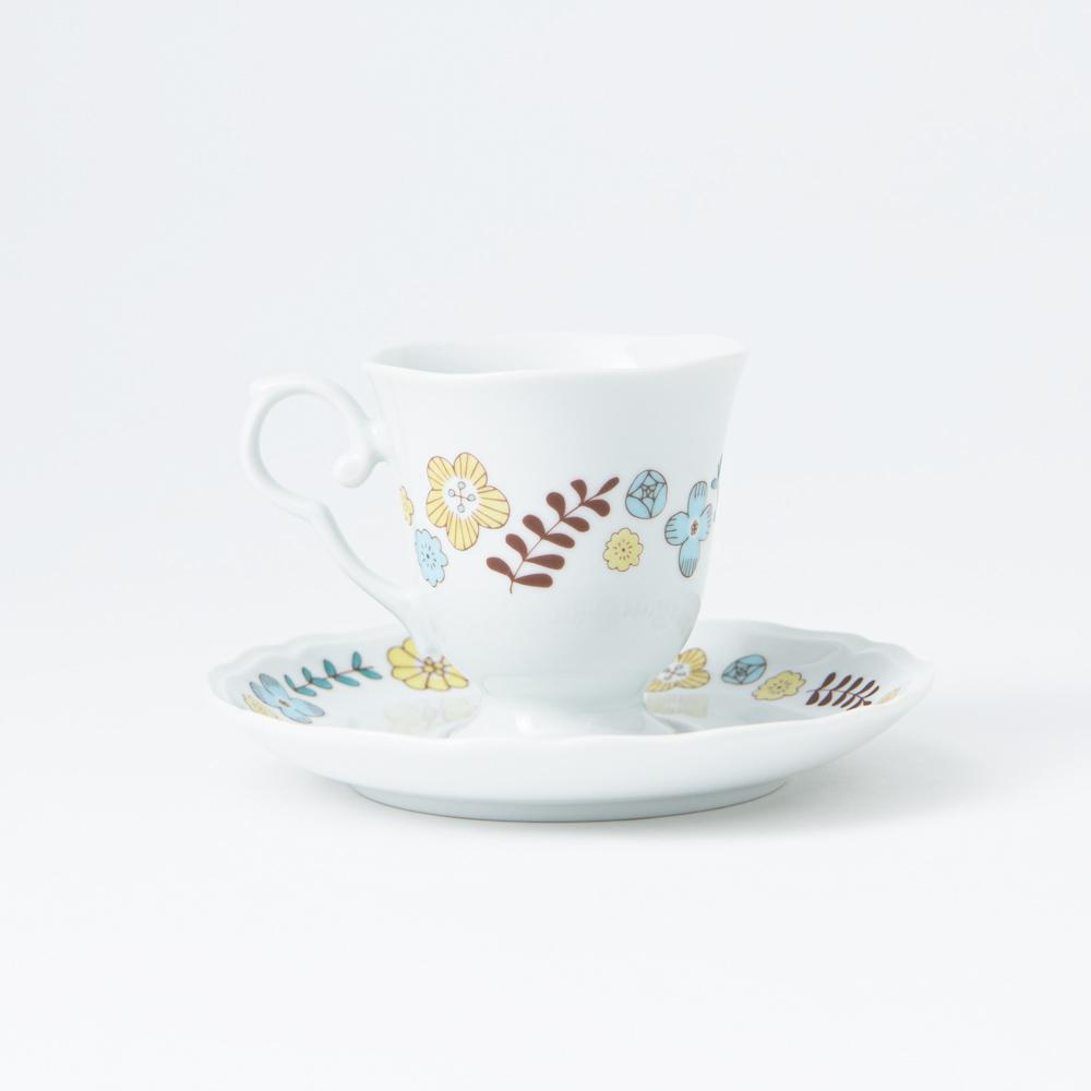 Harekutani Flower and Bird Cup and Saucer - MUSUBI KILN - Quality Japanese Tableware and Gift