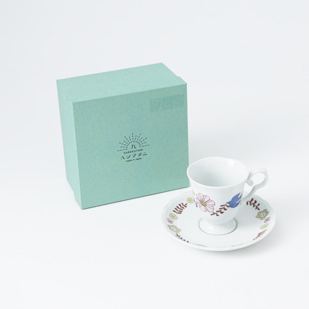 Harekutani Flower and Bird Cup and Saucer - MUSUBI KILN - Quality Japanese Tableware and Gift