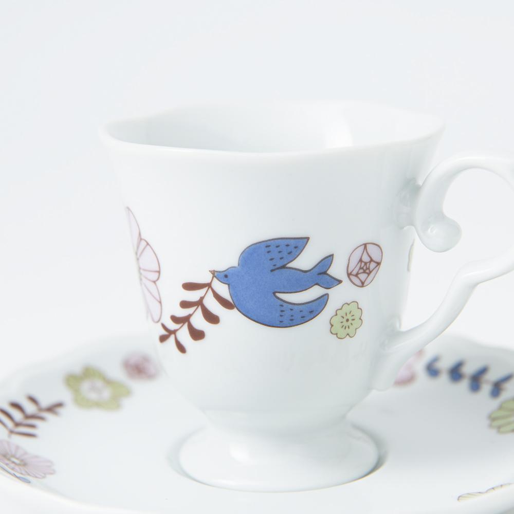 Harekutani Flower and Bird Cup and Saucer - MUSUBI KILN - Quality Japanese Tableware and Gift