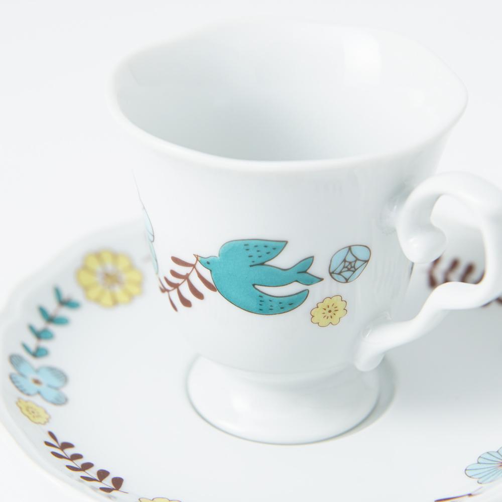 Harekutani Flower and Bird Cup and Saucer - MUSUBI KILN - Quality Japanese Tableware and Gift