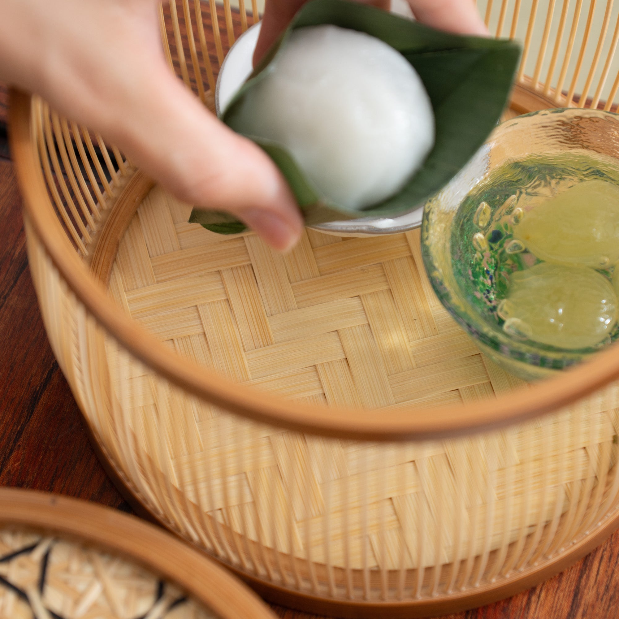 Hexagonal Suruga Bamboo Basketry Basket with Lid - MUSUBI KILN - Quality Japanese Tableware and Gift