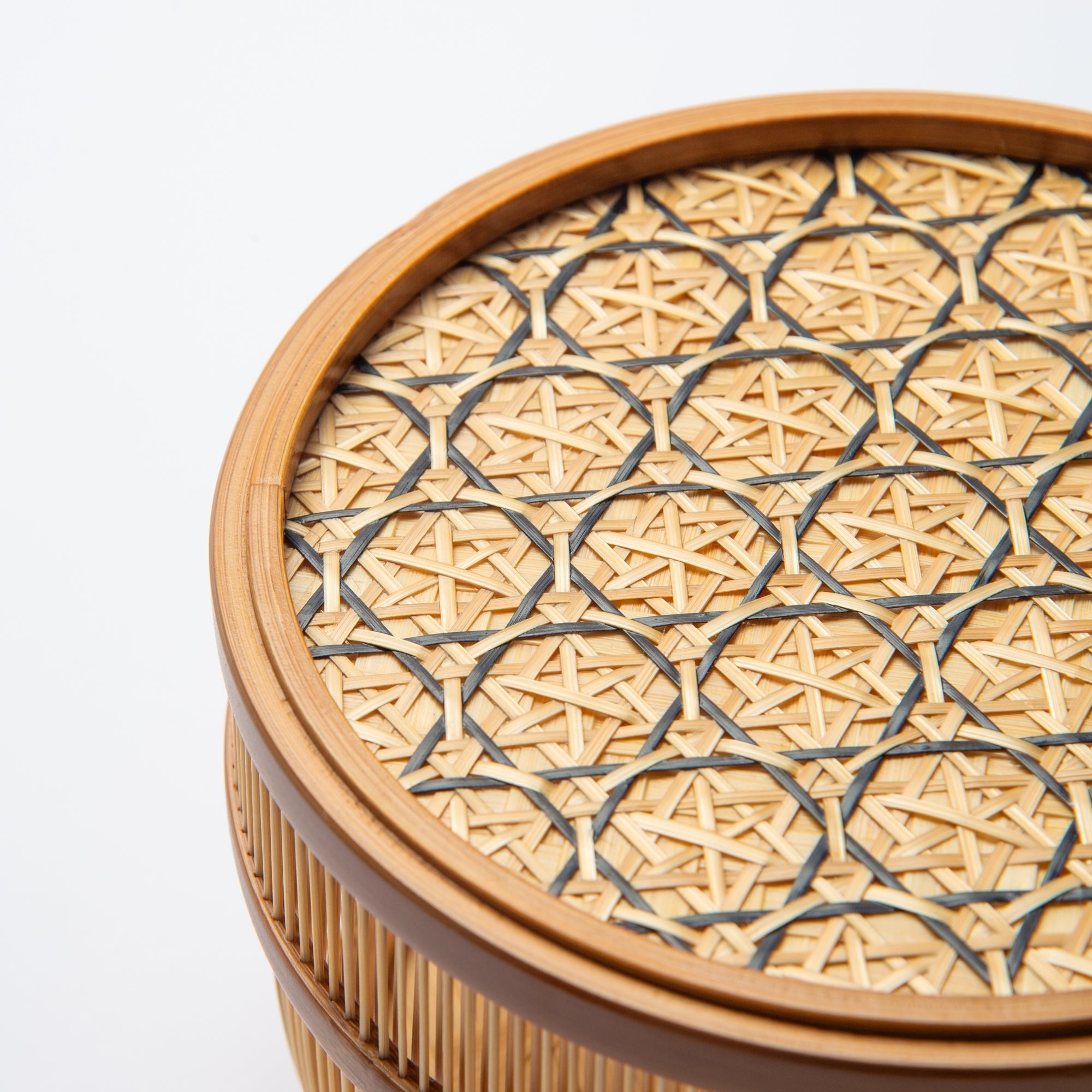 Hexagonal Suruga Bamboo Basketry Basket with Lid - MUSUBI KILN - Quality Japanese Tableware and Gift