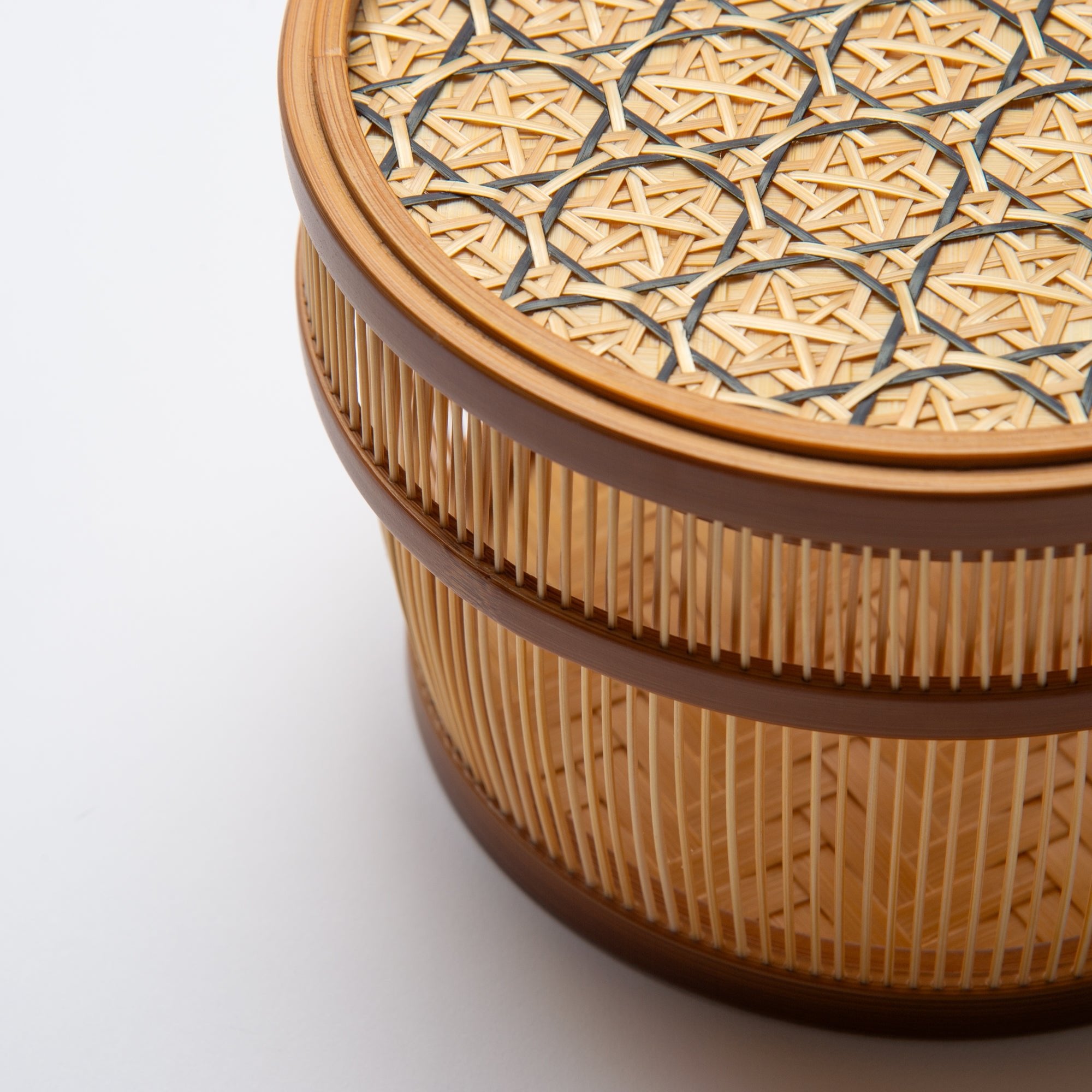 Hexagonal Suruga Bamboo Basketry Basket with Lid - MUSUBI KILN - Quality Japanese Tableware and Gift