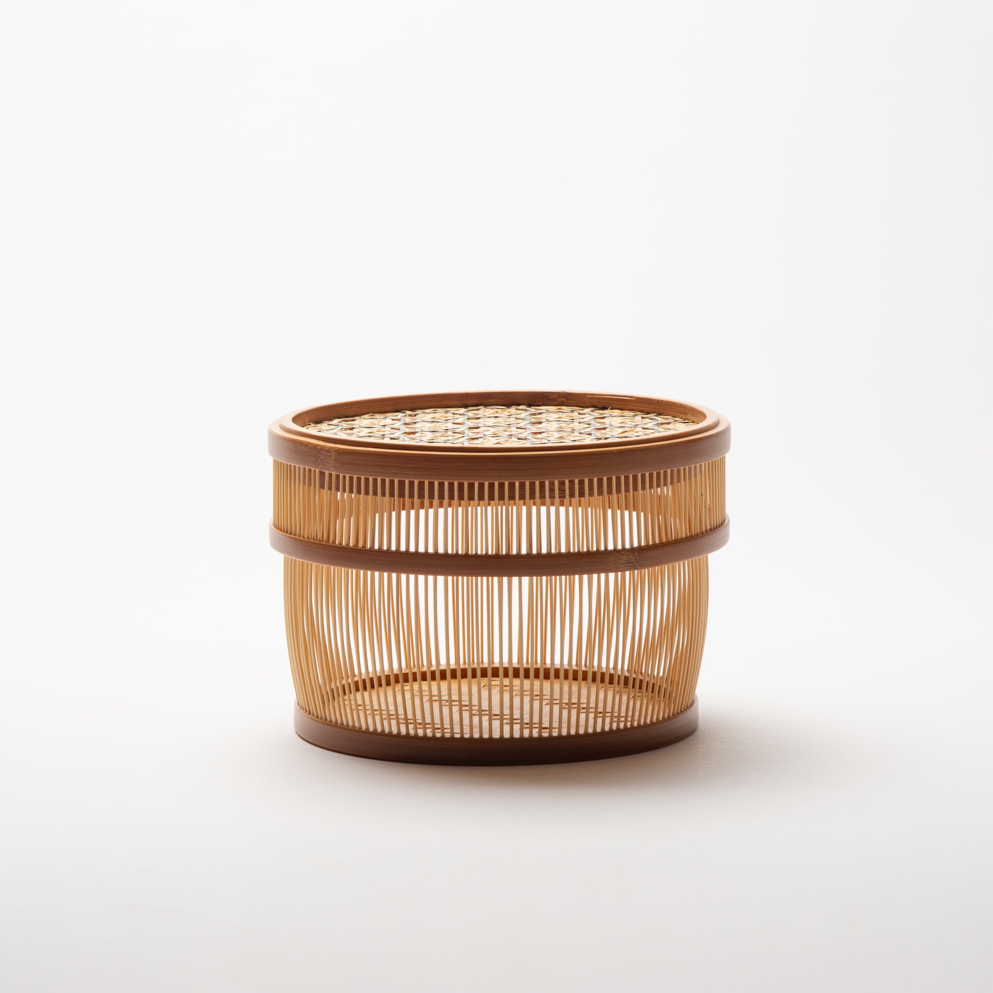 Hexagonal Suruga Bamboo Basketry Basket with Lid - MUSUBI KILN - Quality Japanese Tableware and Gift