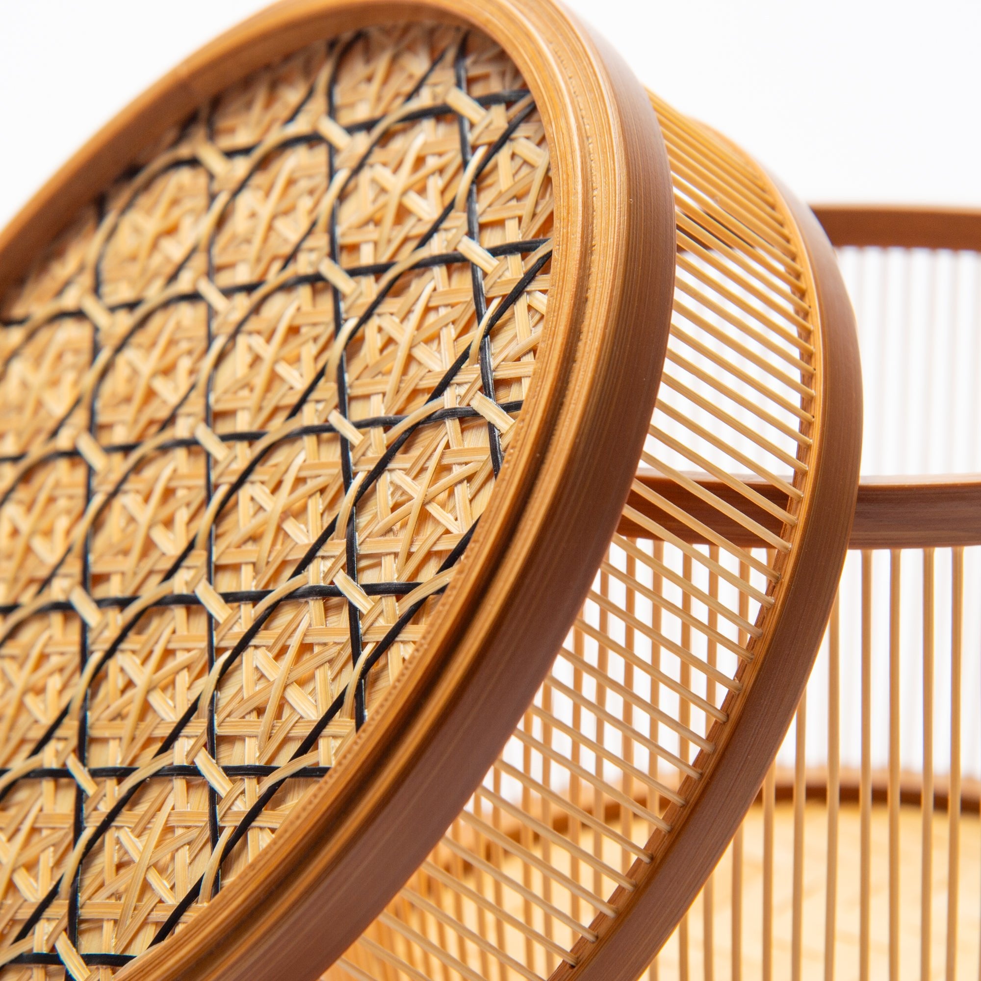 Hexagonal Suruga Bamboo Basketry Basket with Lid - MUSUBI KILN - Quality Japanese Tableware and Gift