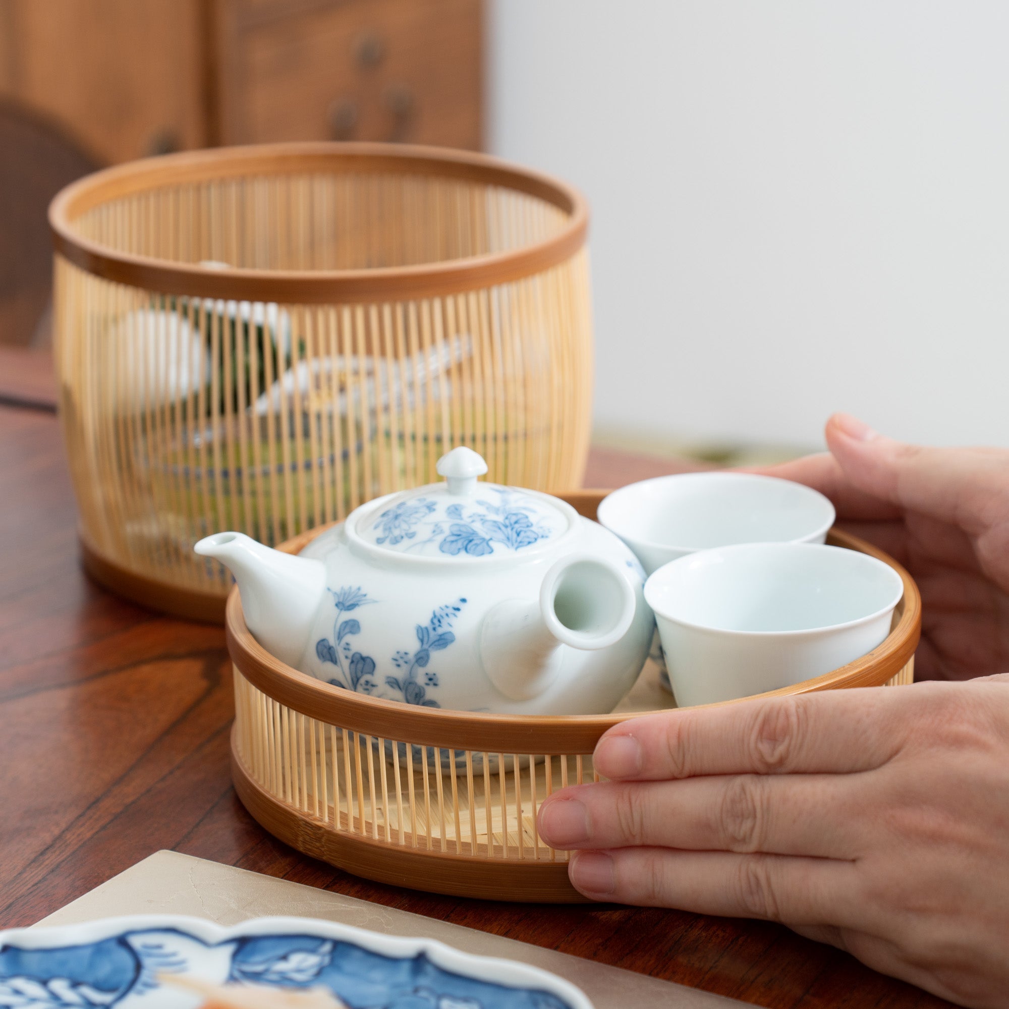 Hexagonal Suruga Bamboo Basketry Basket with Lid - MUSUBI KILN - Quality Japanese Tableware and Gift