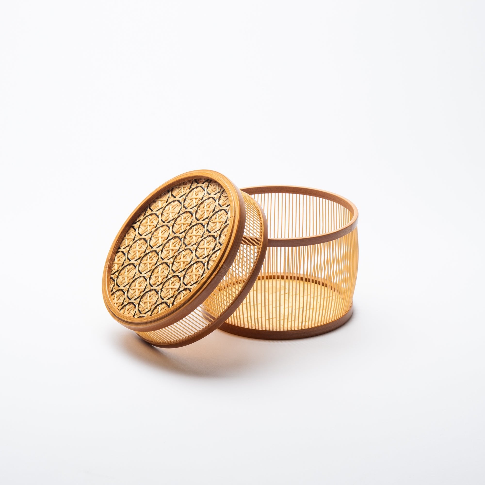 Hexagonal Suruga Bamboo Basketry Basket with Lid - MUSUBI KILN - Quality Japanese Tableware and Gift