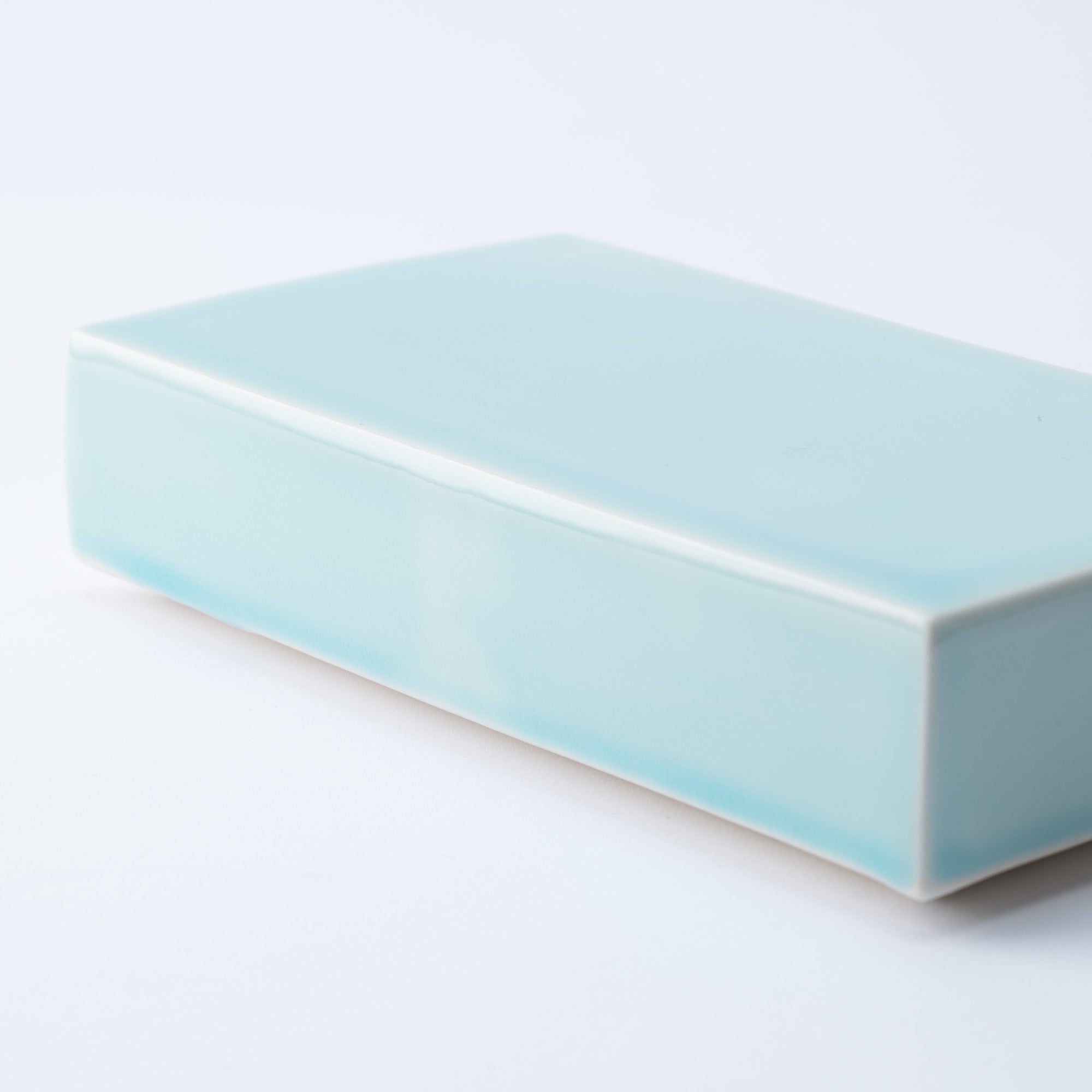 Hibino Aqua Blue Bijou Mino Ware Box Plate 7.6in - MUSUBI KILN - Quality Japanese Tableware and Gift