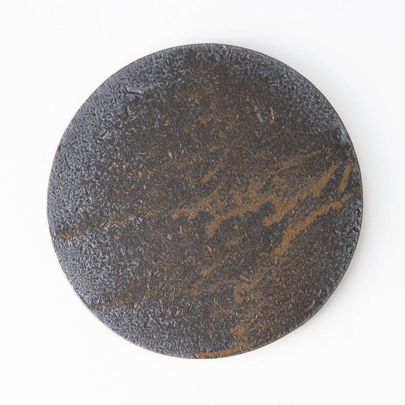 Hibino Ash Glaze Mino Ware Footed Round Plate 9.8 in - MUSUBI KILN - Quality Japanese Tableware and Gift