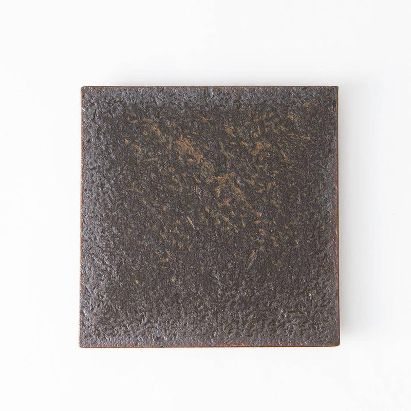 Hibino Ash Glaze Mino Ware Footed Square Plate 7in - MUSUBI KILN - Quality Japanese Tableware and Gift