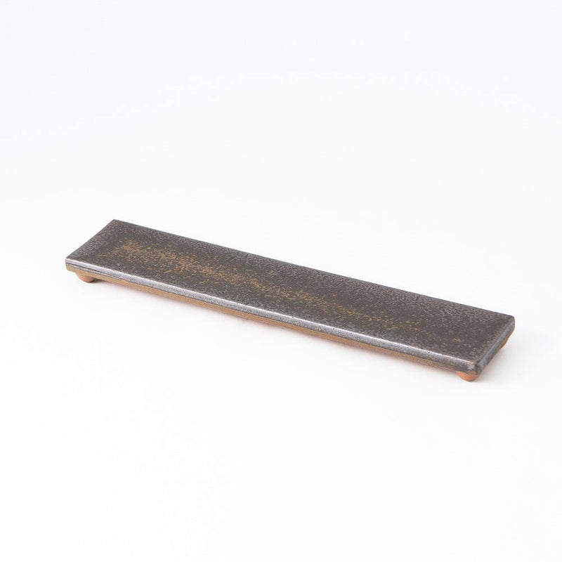 Hibino Ash Glaze Mino Ware Long Rectangle Plate 13.2in - MUSUBI KILN - Quality Japanese Tableware and Gift