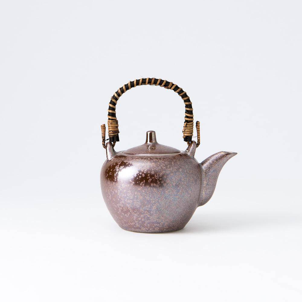 Hibino Red Brown Earthenware Mino Ware Japanese Teapot 13.5oz(400ml) - MUSUBI KILN - Quality Japanese Tableware and Gift