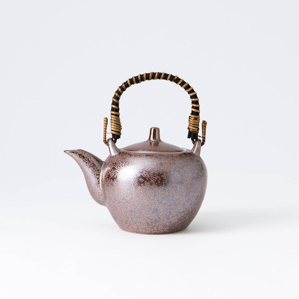 Hibino Red Brown Earthenware Mino Ware Japanese Teapot 13.5oz(400ml) - MUSUBI KILN - Quality Japanese Tableware and Gift