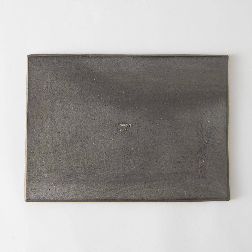 Hibino Tanka Black Mino Ware Rectangle Plate 11.2in - MUSUBI KILN - Quality Japanese Tableware and Gift