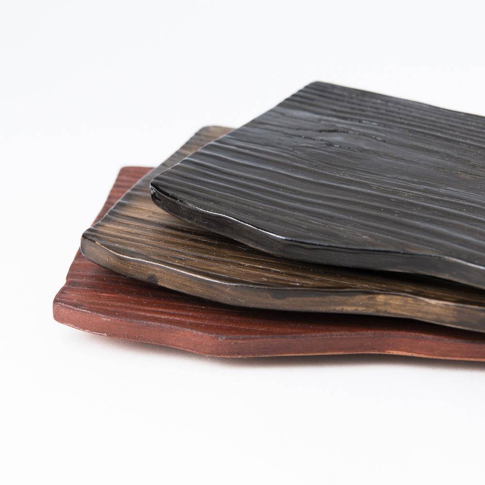 Hibino Wood Grain Mino Ware Rectangle Plate - MUSUBI KILN - Quality Japanese Tableware and Gift