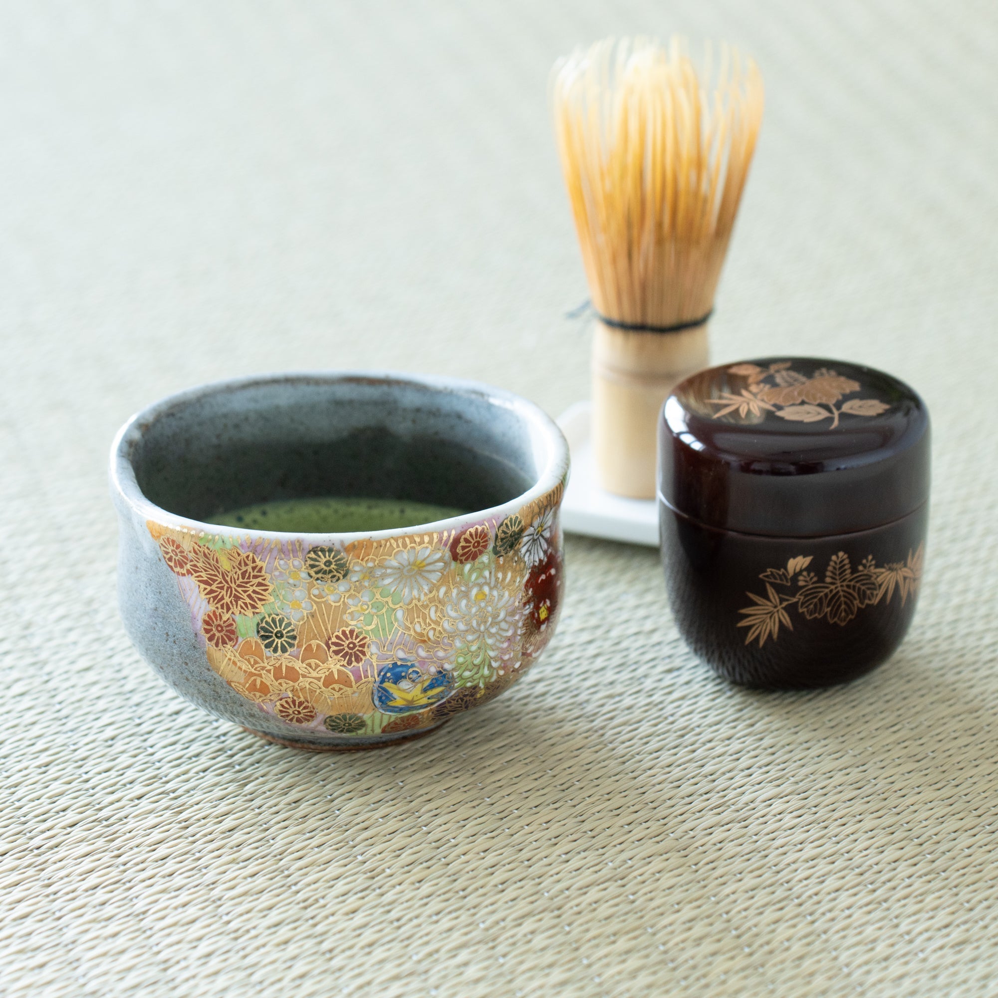 Hideyama Hanazume Kutani Matcha Bowl Chawan - MUSUBI KILN - Quality Japanese Tableware and Gift