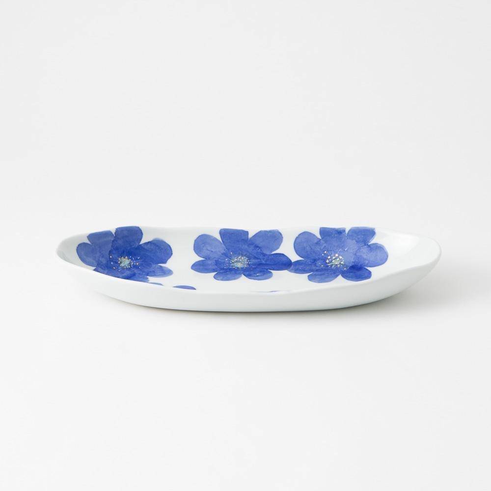 Higashi Kiln P.S. Blue Tobe Long Deep Plate - MUSUBI KILN - Quality Japanese Tableware and Gift