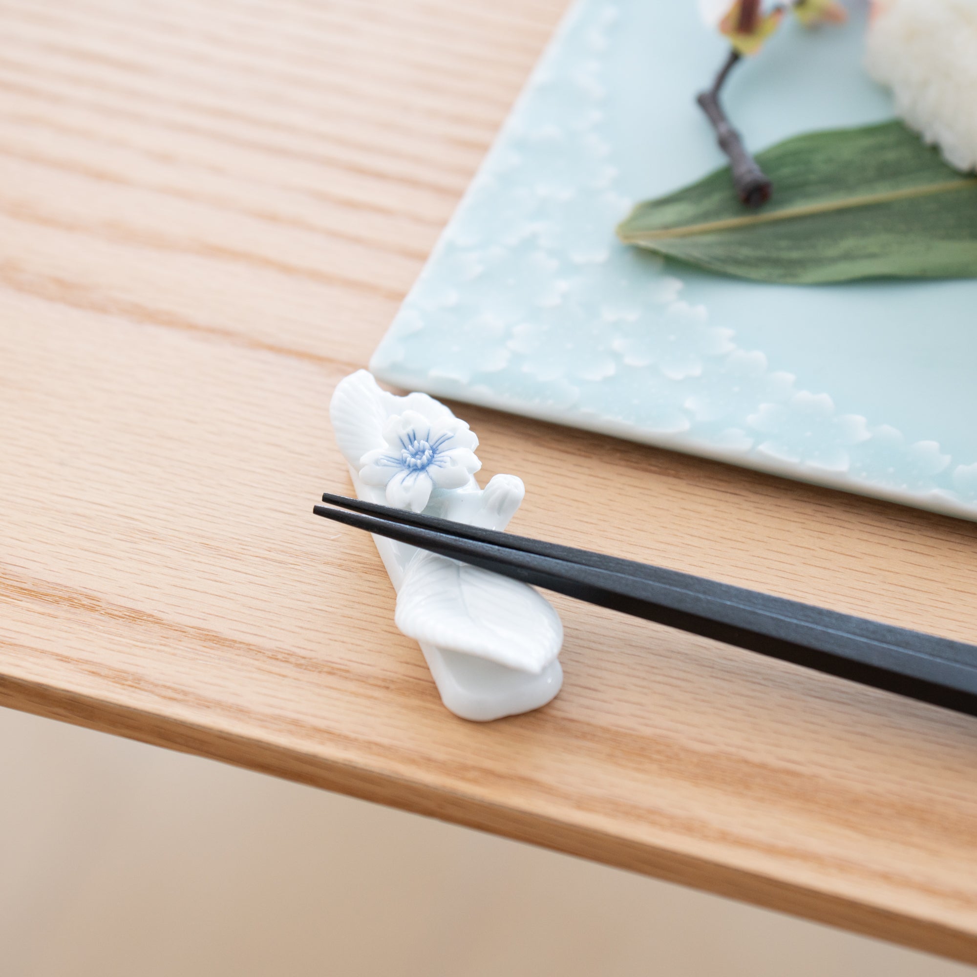 Hirado Sakura Mikawachi Ware Chopsticks Rest - MUSUBI KILN - Quality Japanese Tableware and Gift