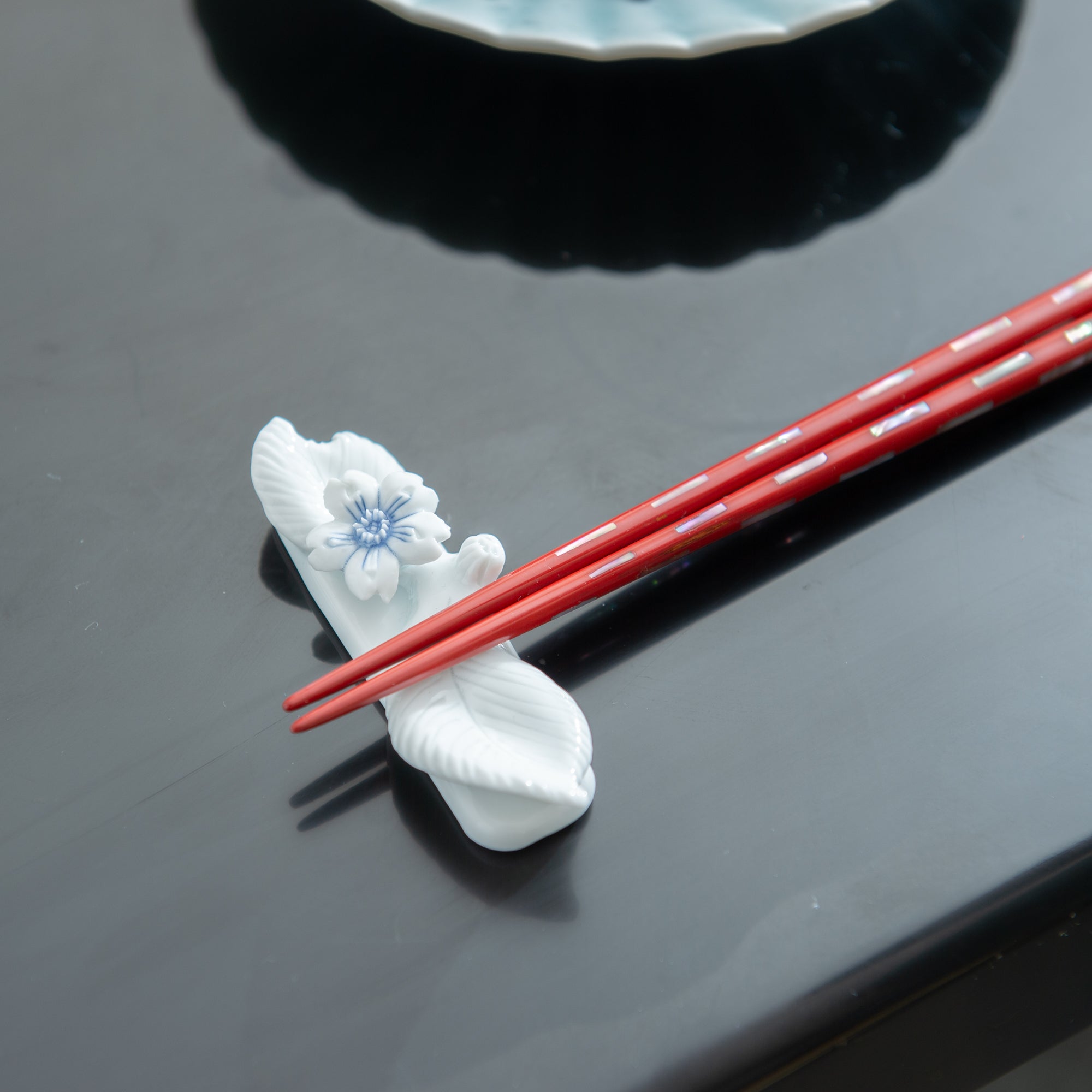 Hirado Sakura Mikawachi Ware Chopsticks Rest - MUSUBI KILN - Quality Japanese Tableware and Gift