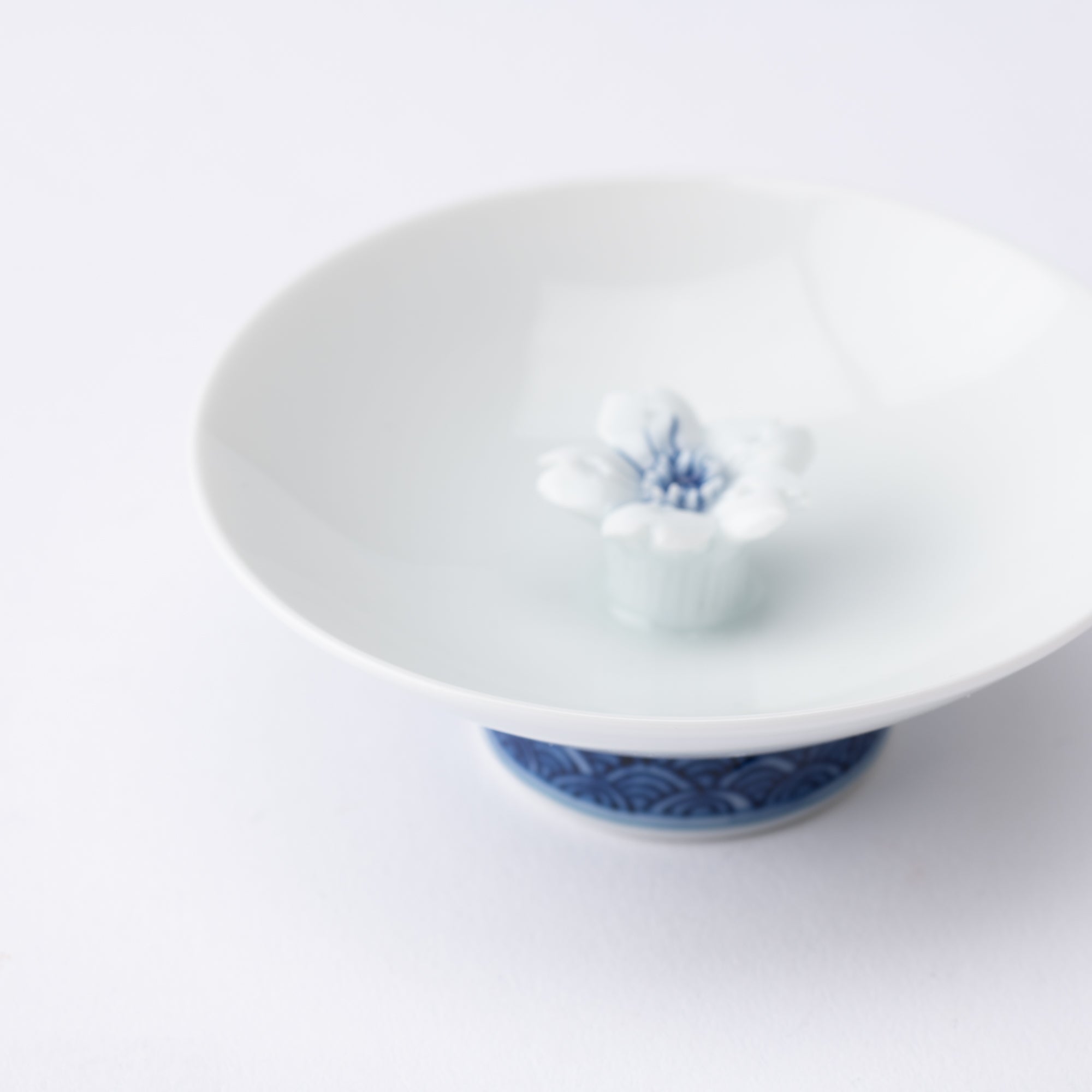 Hirado Sakura Mikawachi Ware Sakazuki Flat Sake Cup - MUSUBI KILN - Quality Japanese Tableware and Gift