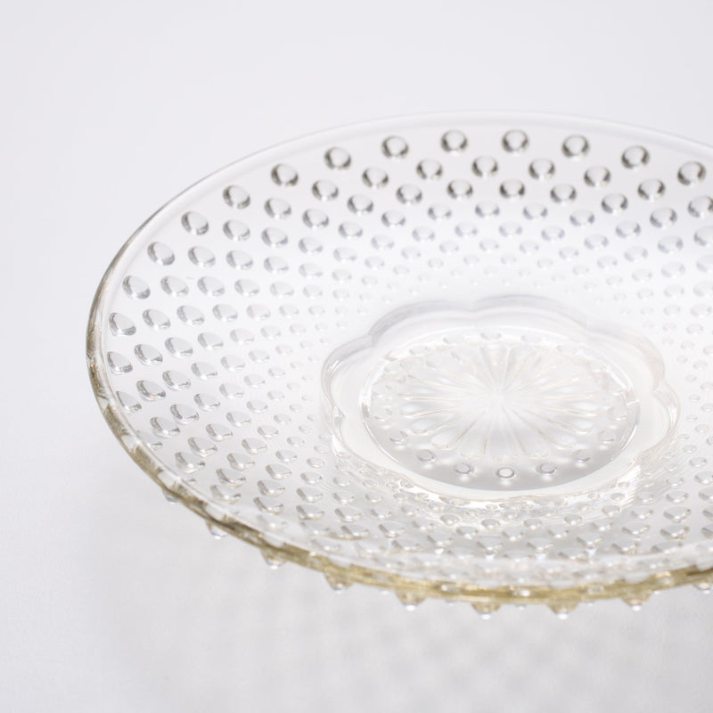 Hirota Arare Pattern Edo Glass Round Plate - MUSUBI KILN - Quality Japanese Tableware and Gift