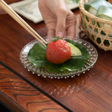 Hirota Arare Pattern Edo Glass Round Plate - MUSUBI KILN - Quality Japanese Tableware and Gift