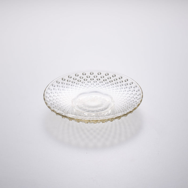 Hirota Arare Pattern Edo Glass Round Plate - MUSUBI KILN - Quality Japanese Tableware and Gift