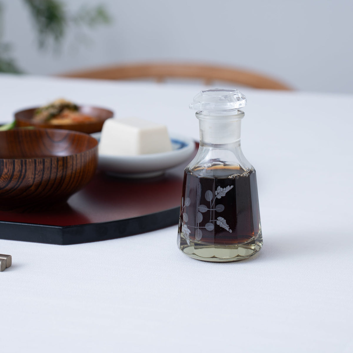 Autumn Hagi Edo Kiriko Cut Glass Soy Sauce Dispenser
