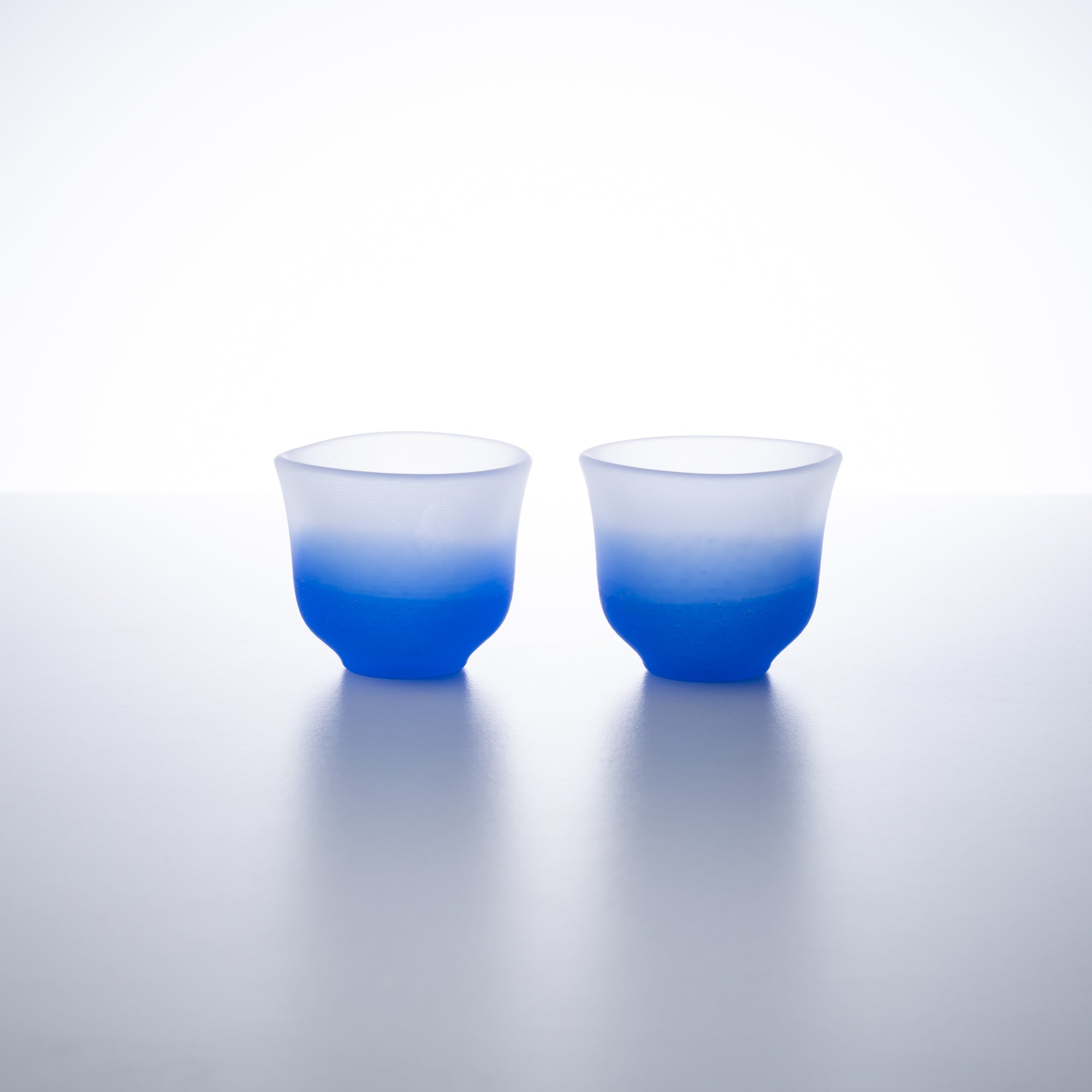 Hirota Blue Fubuki 3 - Piece Edo Glass Sake Set - MUSUBI KILN - Quality Japanese Tableware and Gift