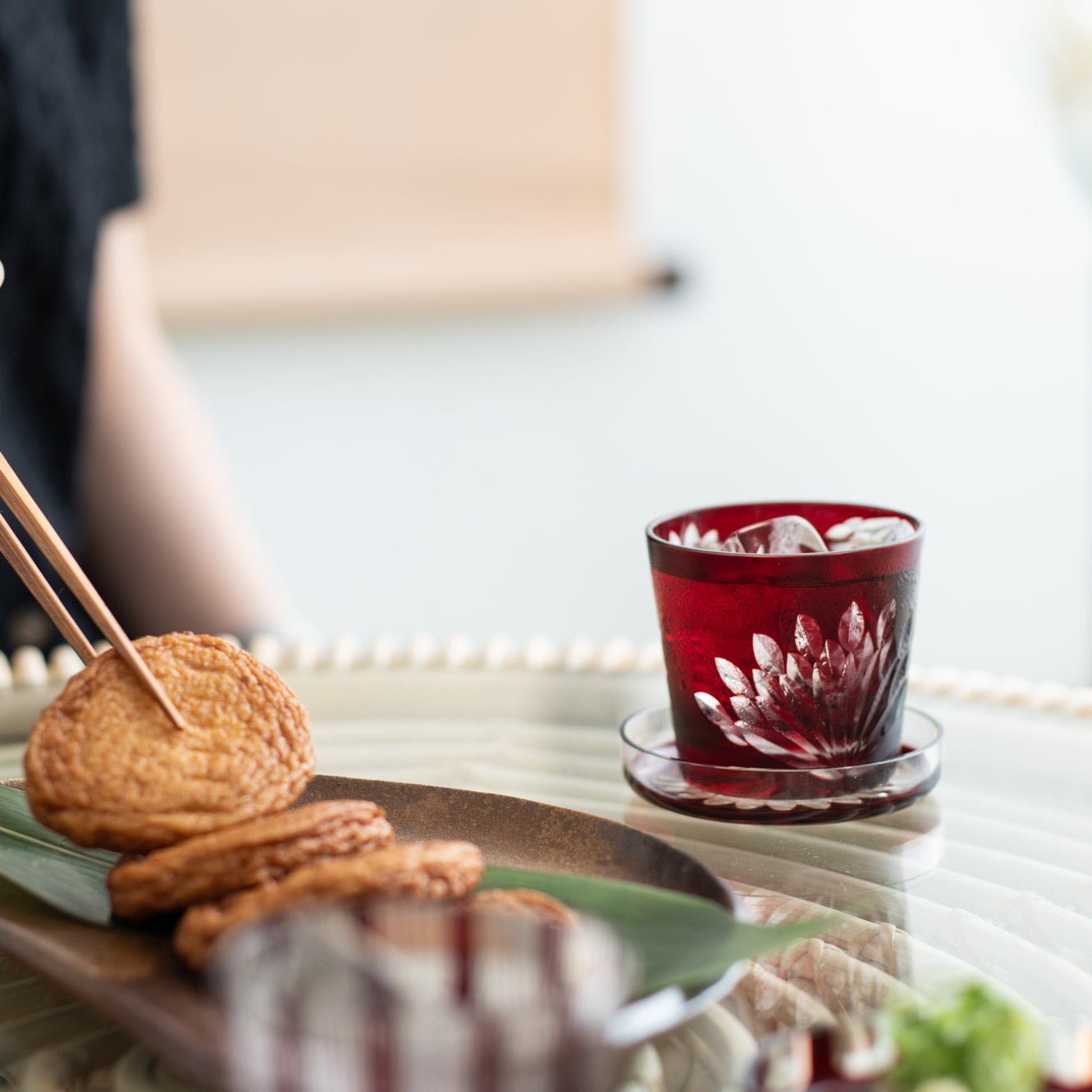 Hirota Chrysanthemum Edo Kiriko Glass Soba Choko Cup with Lid - MUSUBI KILN - Quality Japanese Tableware and Gift