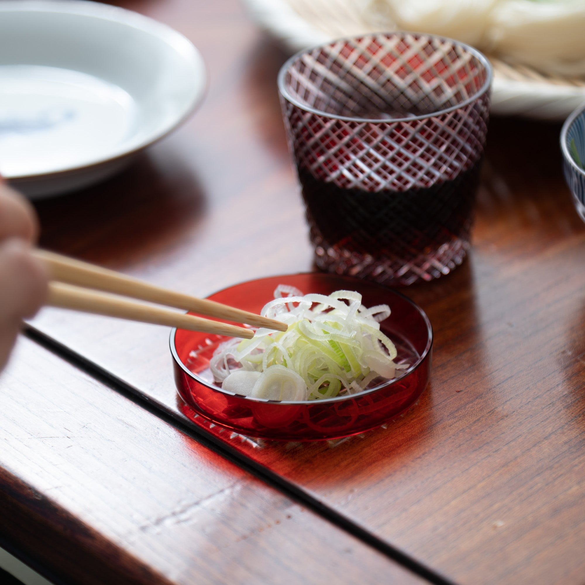 Hirota Double Yarai Edo Kiriko Glass Soba Choko Cup with Lid - MUSUBI KILN - Quality Japanese Tableware and Gift