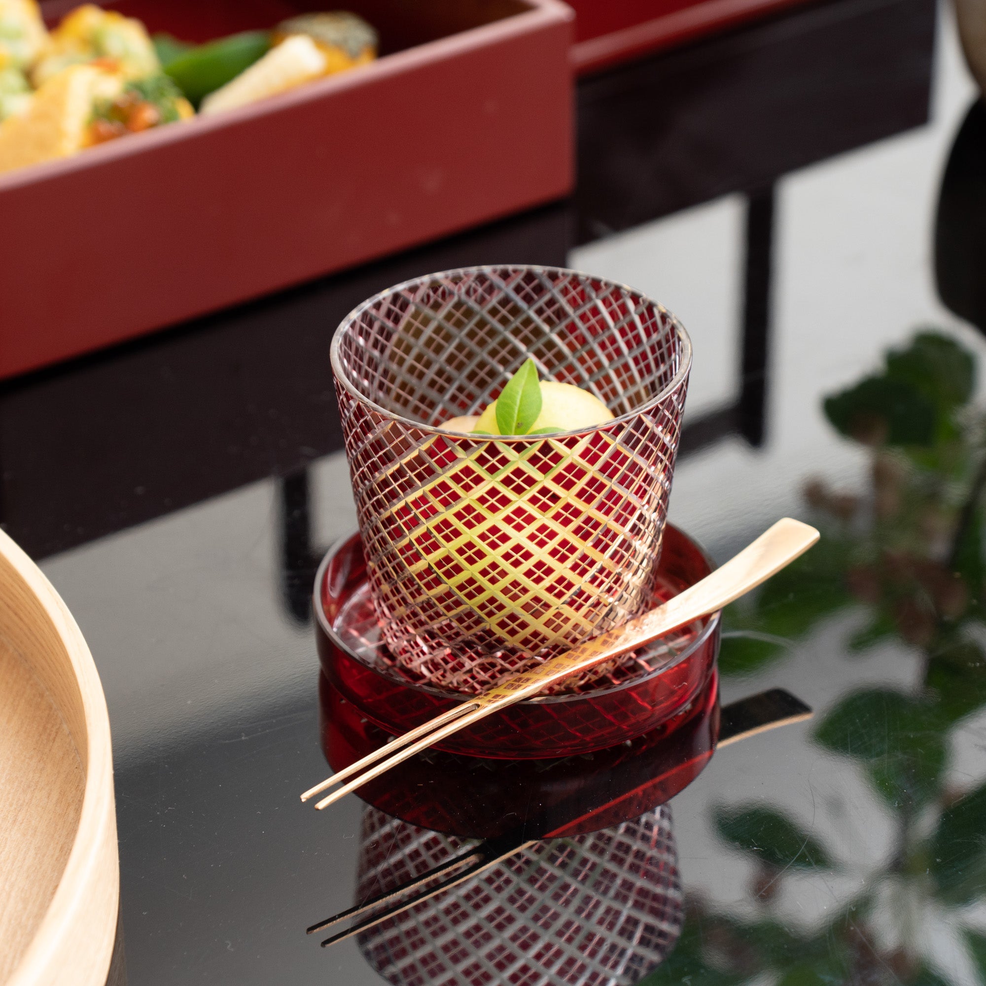 Hirota Double Yarai Edo Kiriko Glass Soba Choko Cup with Lid - MUSUBI KILN - Quality Japanese Tableware and Gift