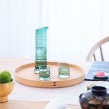 Hirota Green Bamboo 3 - Piece Edo Glass Sake Set - MUSUBI KILN - Quality Japanese Tableware and Gift