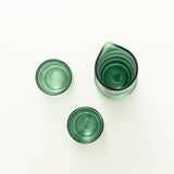 Hirota Green Bamboo 3 - Piece Edo Glass Sake Set - MUSUBI KILN - Quality Japanese Tableware and Gift