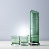 Hirota Green Bamboo 3 - Piece Edo Glass Sake Set - MUSUBI KILN - Quality Japanese Tableware and Gift