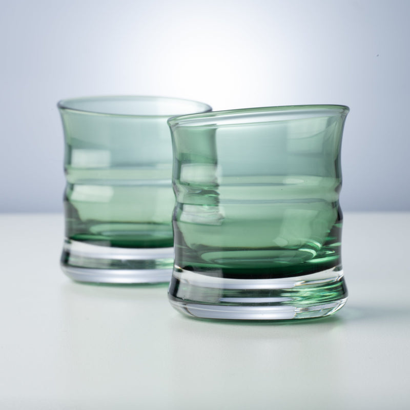 Hirota Green Bamboo 3 - Piece Edo Glass Sake Set - MUSUBI KILN - Quality Japanese Tableware and Gift